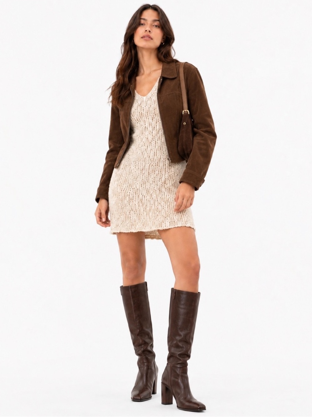 Dex Oatmeal Knit V-Neck Short Sleeve Sweater Dress – Size Medium EUC
